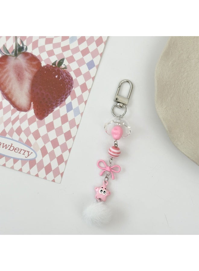 NIBEMINENT Beaded Phone Lanyard, Anti Lost Removable Wrist Strap, Cartoon Star Bracelet Pendant, Phone Keychain Lanyard 