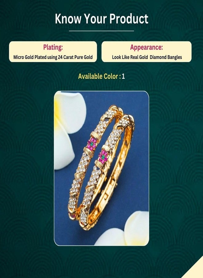 Sasitrends One Gram Micro Gold Plated Designer Stone Bangles For Women and Girls - Image 2