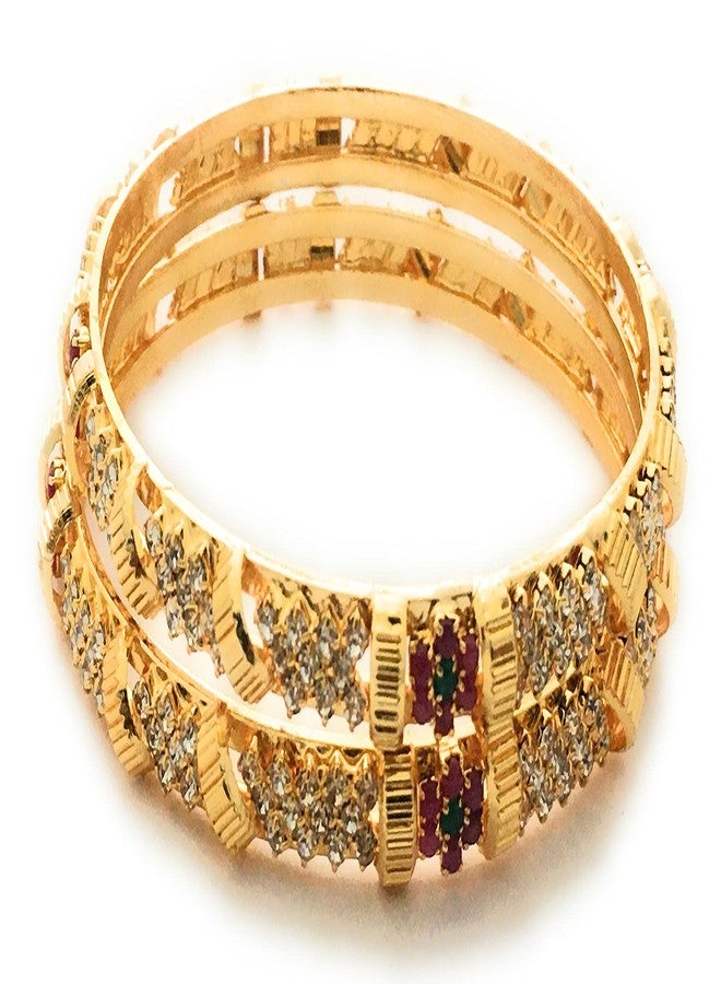 Sasitrends One Gram Micro Gold Plated Designer Stone Bangles For Women and Girls - Image 1