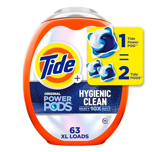 Tide Hygienic Heavy 10x Duty Power PODS Laundry Detergent Pacs, Original, 63 Count (Packaging May Vary) - Image 1