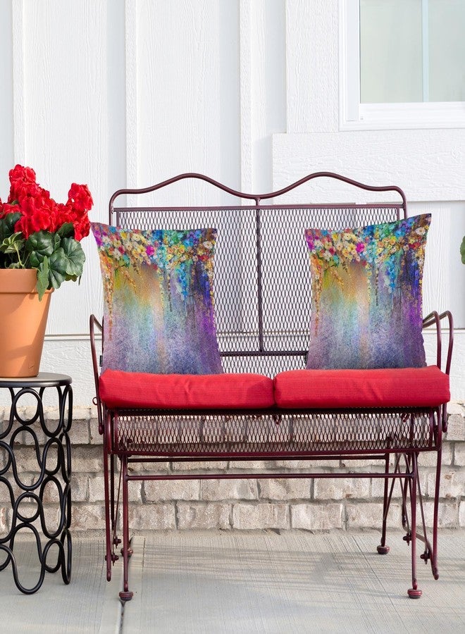 Swono Set of 2 Decorative Throw Pillow Covers Ivy Flowers, Abstract Blossom Floral Farmhouse Pillowcases Accent Pillow Cushion Cover for Couch Sofa Bed Office Armchair 18 X 18 Inch, Rainbow Purple - Image 4