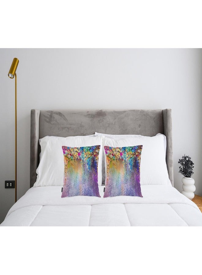 Swono Set of 2 Decorative Throw Pillow Covers Ivy Flowers, Abstract Blossom Floral Farmhouse Pillowcases Accent Pillow Cushion Cover for Couch Sofa Bed Office Armchair 18 X 18 Inch, Rainbow Purple - Image 3