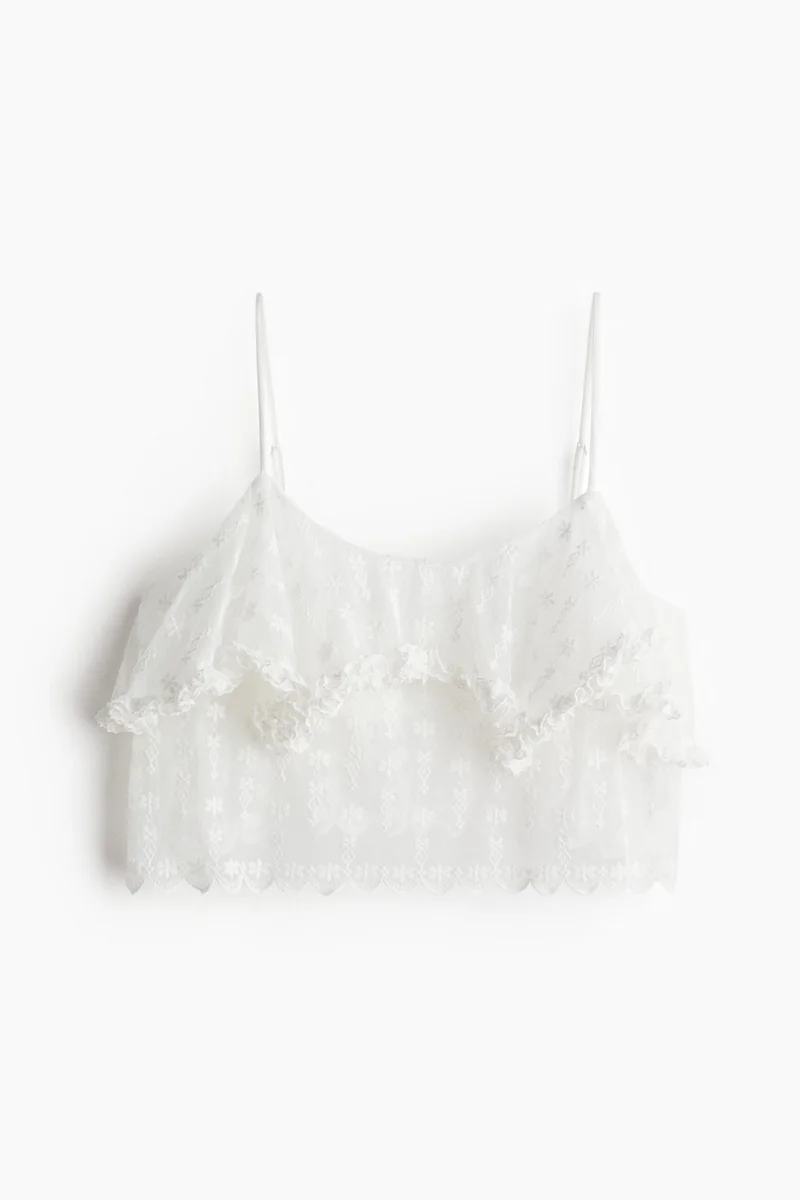 H&M Embroidered mesh strappy top