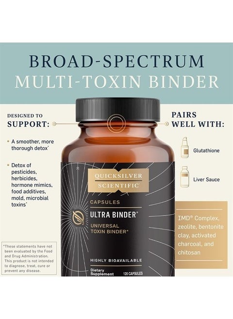 Quicksilver Scientific Ultra Binder - Multi Toxin Binder with Bentonite  Clay Powder, Zeolite Detox & Charcoal - Supplement for Gut Support & The  Body's Toxin Removal Process (120 Capsules) | Best Price KSA