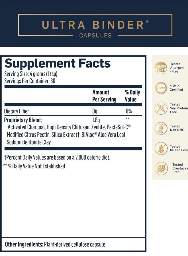 Quicksilver Scientific Ultra Binder - Multi Toxin Binder with Bentonite Clay Powder, Zeolite Detox & Charcoal - Supplement for Gut Support & The Body's Toxin Removal Process (120 Capsules) - Image 5