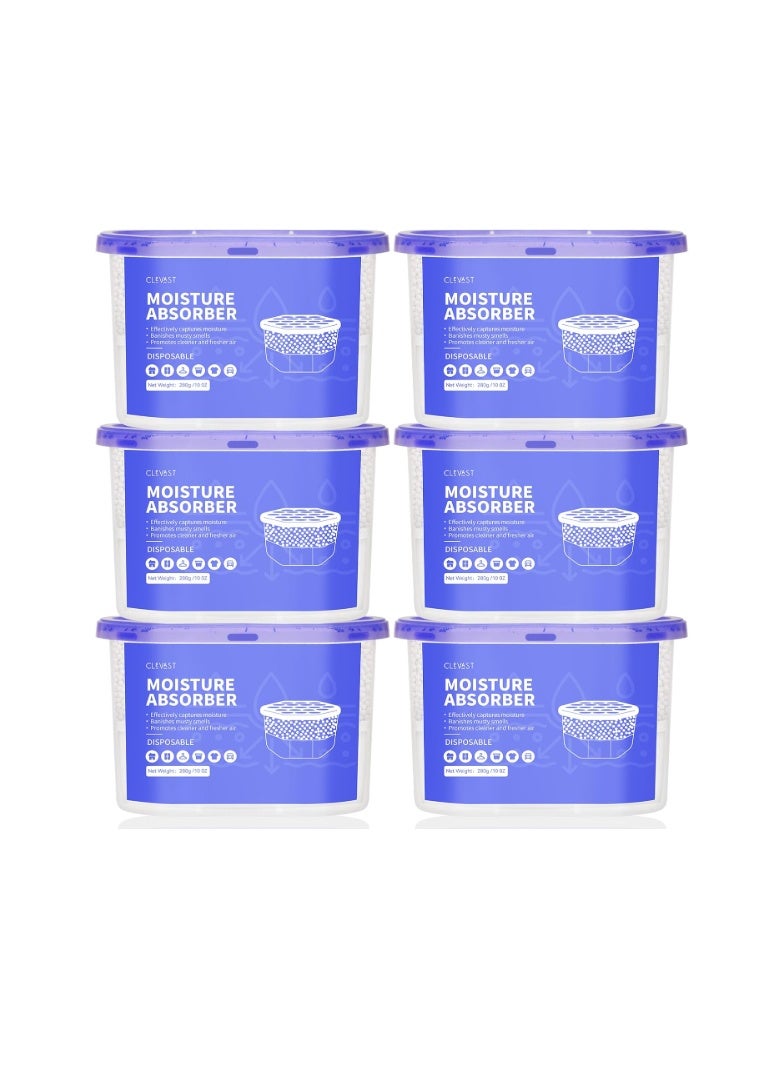 CLEVAST Moisture Absorbers Boxes 6 Pack, Dehumidifier Boxes for Closet, Unscented Hanging Humidity Absorber in Wardrobes, Bedrooms, Bathrooms(280g/pack) - Image 1