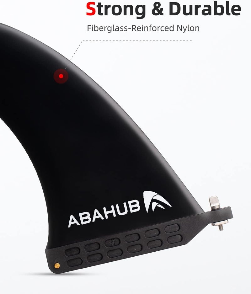 Abahub 9'' SUP Single Center Fin with 1 Fin Screw, Fiberglass Reinforeced 9 inch SUP Replacement Fins for Surfboard, Stand-up Paddle Board, Longboard, Black/Blue/White - Image 3
