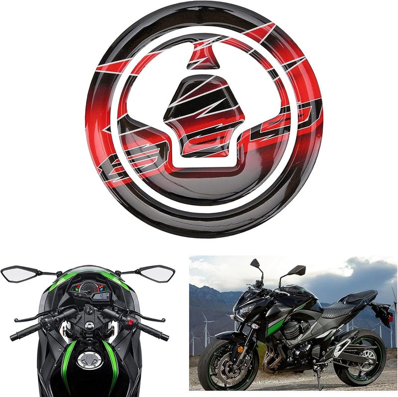 woobles Fuel Cover Sticker, Motorcycle Fuel Tank Cover Protective Sticker Resin Epoxy Modification for Kawasaki Z800(Black red) - Image 3