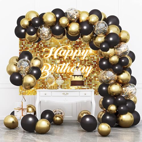 S2S Happy Birthday Backdrop Cloth | Backdrop for Boys & Girls Birthday Party House Hold Functions | 5 Feet Height * 8 Feet Width - Gold - Image 2