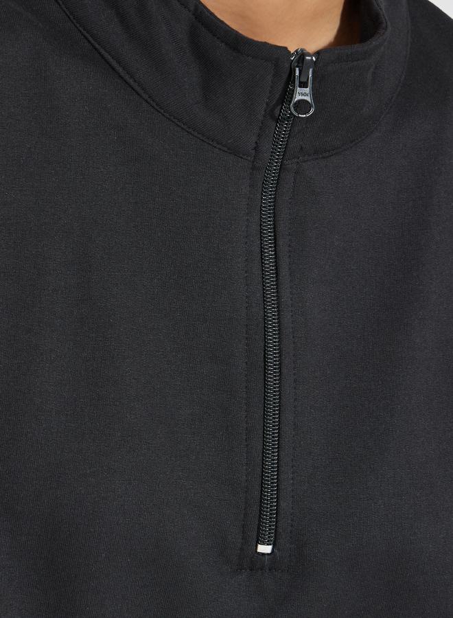 Styli Solid Regular Fit Half Zip Sweatshirt  - Image 3