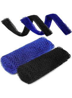 Patelai 2 Pieces African Bathing Sponge African Exfoliating Net Long Net Bath Sponge Shower Body Scrubber Back Scrubber Skin Smoother for Daily Use or Stocking Stuffer (Blue, Black)  - Image 1