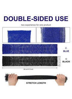 Patelai 2 Pieces African Bathing Sponge African Exfoliating Net Long Net Bath Sponge Shower Body Scrubber Back Scrubber Skin Smoother for Daily Use or Stocking Stuffer (Blue, Black)  - Image 3