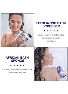 Patelai 2 Pieces African Bathing Sponge African Exfoliating Net Long Net Bath Sponge Shower Body Scrubber Back Scrubber Skin Smoother for Daily Use or Stocking Stuffer (Blue, Black)  - Image 4