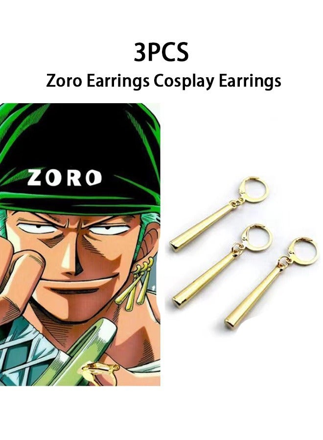 جمورو أقراط زورو قطعة واحدة، أقراط أنيمي ذهبية أقراط تنكرية (أذن مثقوبة) - Image 1