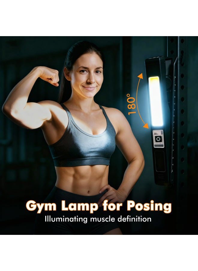 Guankai Gym Lamp for Posing, Rechargeable Home Gym Lighting, Magnetic Led Work Light with 180° Rotate Foldable, Mini Camping Lights Samll Lamps with Hang Hook for Bodybuilding - Image 3
