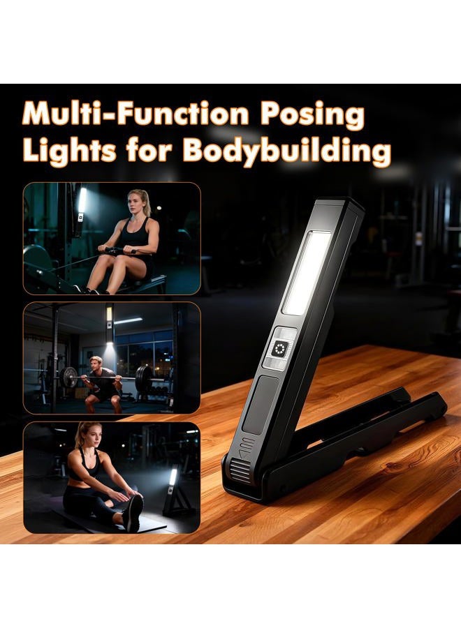 Guankai Gym Lamp for Posing, Rechargeable Home Gym Lighting, Magnetic Led Work Light with 180° Rotate Foldable, Mini Camping Lights Samll Lamps with Hang Hook for Bodybuilding - Image 2