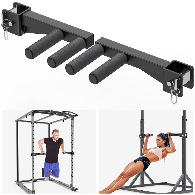 Lifeswell Dip Bar Attachment for 2" x 2" Power Rack, Non-Slip Wide & Narrow Grip Handles, 500 lbs Capacity, Squat Rack Attachment for Dips, Inverted Rows, Push-Ups - Image 1