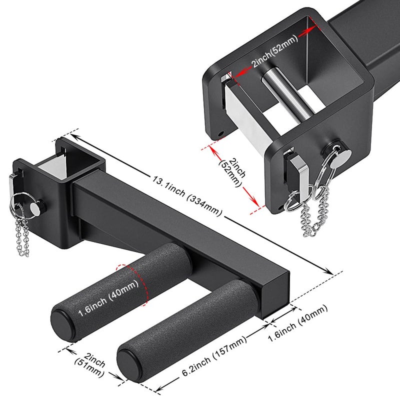 Lifeswell Dip Bar Attachment for 2" x 2" Power Rack, Non-Slip Wide & Narrow Grip Handles, 500 lbs Capacity, Squat Rack Attachment for Dips, Inverted Rows, Push-Ups - Image 5
