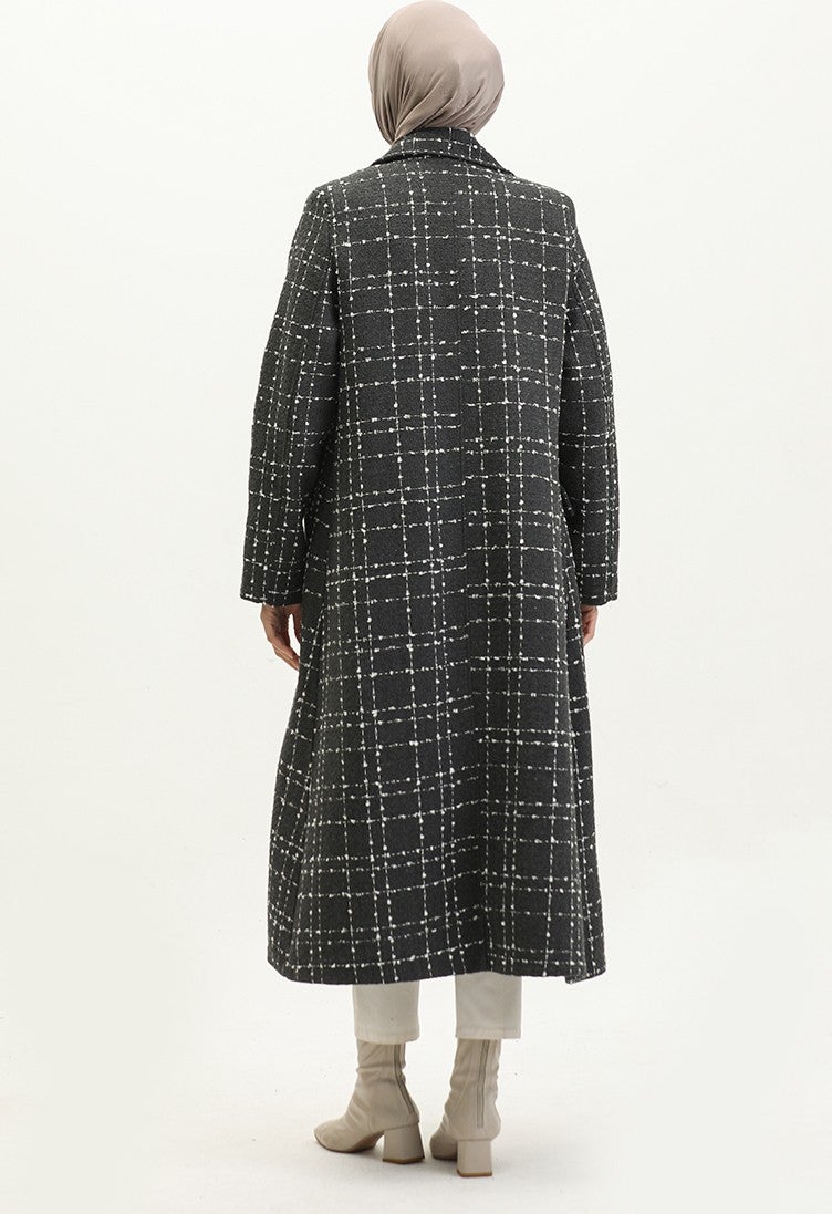 Sefa Merve Tweed Coat 71209-01 Black - Image 4