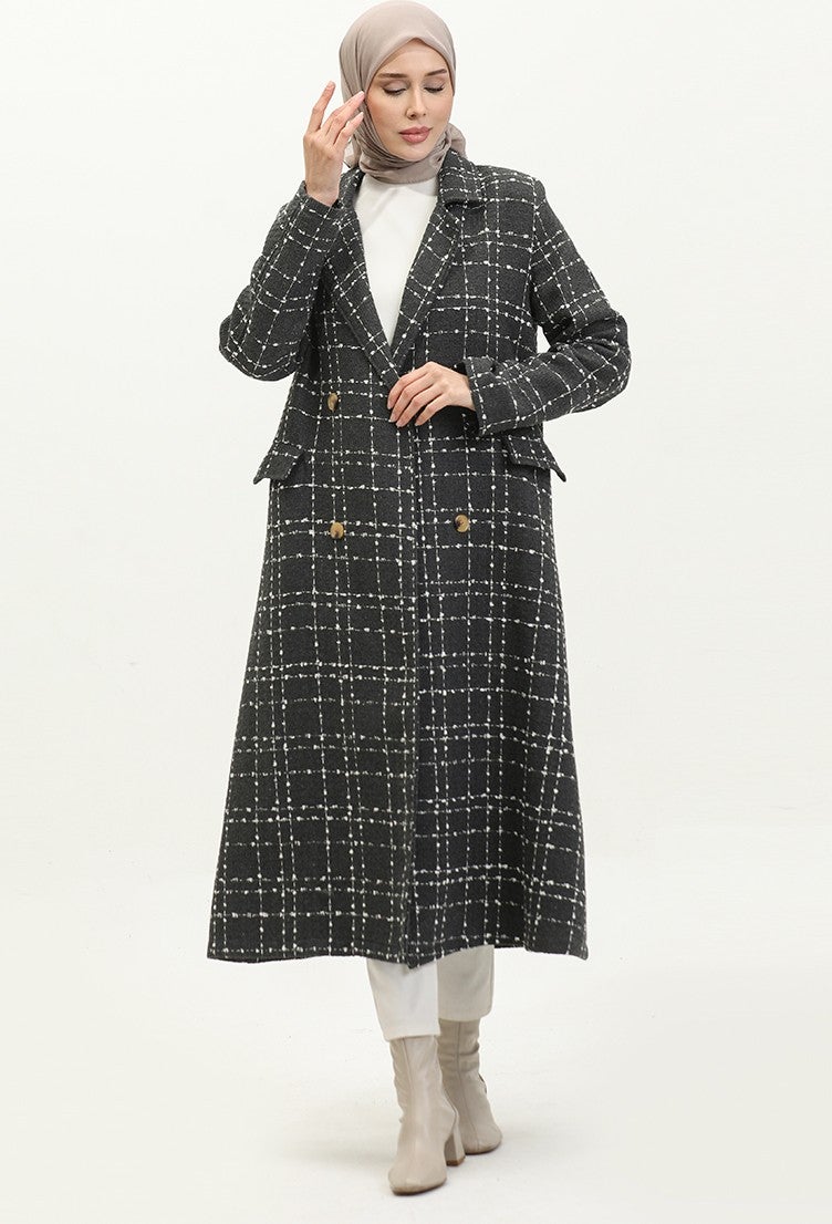 Sefa Merve Tweed Coat 71209-01 Black - Image 1