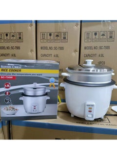 SILVER CREST Silver crest Basic Rice Cooker with Food Steamer | Glass Lid | Non-Stick | Cool-Touch | Paddle and Cup Included (20-CUP, White)  - Image 2