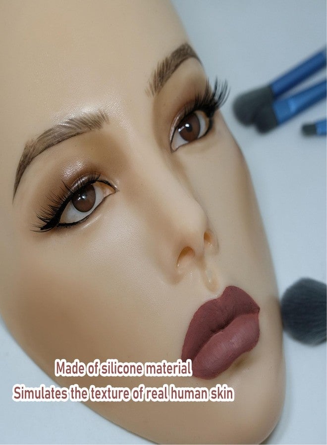 لوحة تدريب مكياج خماسية الأبعاد مع حامل، وجه مانيكان سيليكون قابل لإعادة الاستخدام لكامل الوجه لتدريب الرموش وظلال العيون للمبتدئين والمحترفين، هدية للبنات (بشرة وردية) - Image 2