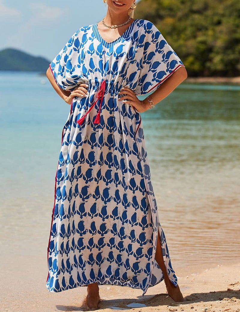 Eddoyee Loose Beach Kaftan Dresses for Women Caftan Swimsuit Cover Up - Image 3
