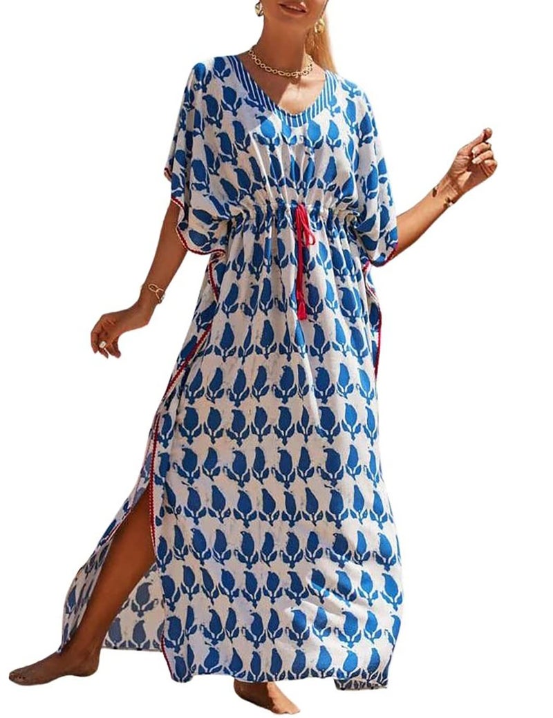 Eddoyee Loose Beach Kaftan Dresses for Women Caftan Swimsuit Cover Up - Image 1