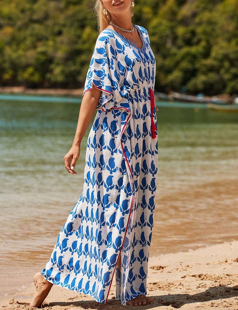 Eddoyee Loose Beach Kaftan Dresses for Women Caftan Swimsuit Cover Up - Image 5