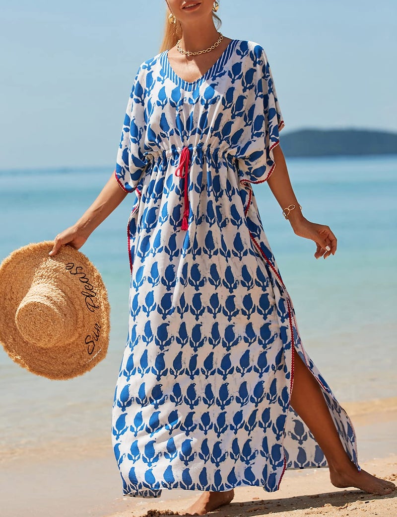 Eddoyee Loose Beach Kaftan Dresses for Women Caftan Swimsuit Cover Up - Image 2