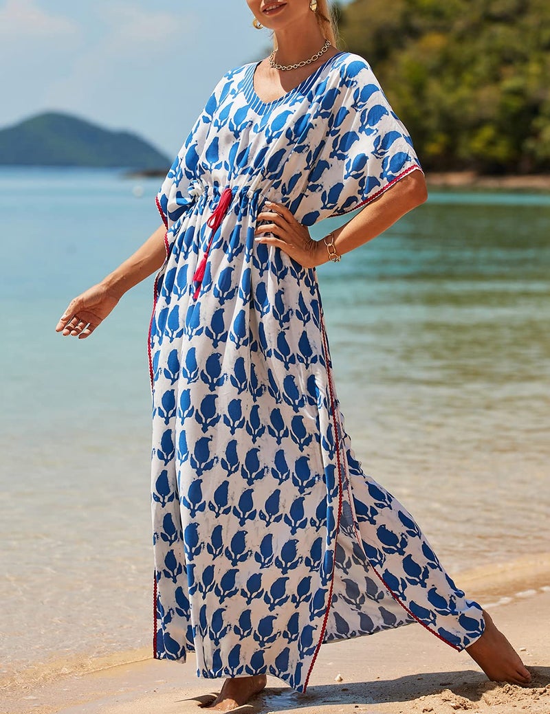 Eddoyee Loose Beach Kaftan Dresses for Women Caftan Swimsuit Cover Up - Image 4