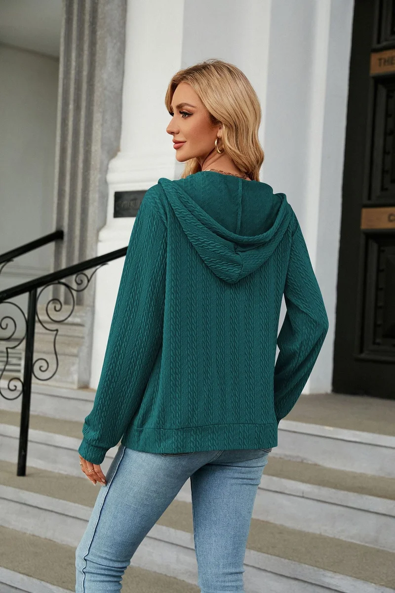 أوجيدر Dark Green Full Sleeves Front Zip Hooded Jackets