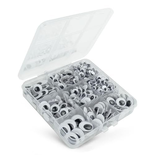 FKEYTO 520 Pcs Wiggle Googly Eyes with Self-Adhesive, 6mm 8mm 10 mm 12mm 15mm Mixed Packaging (Black and White) - Image 1