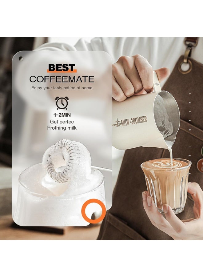 KITCHENOO Milk Frother Rechargeable Handheld Electric Whisk Coffee Frother Mixer with 2 Stainless Whisks 3 Speed Adjustable Foam Maker Blender for Coffee Matcha Latte Cappuccino Hot Chocolate（Black） - Image 5