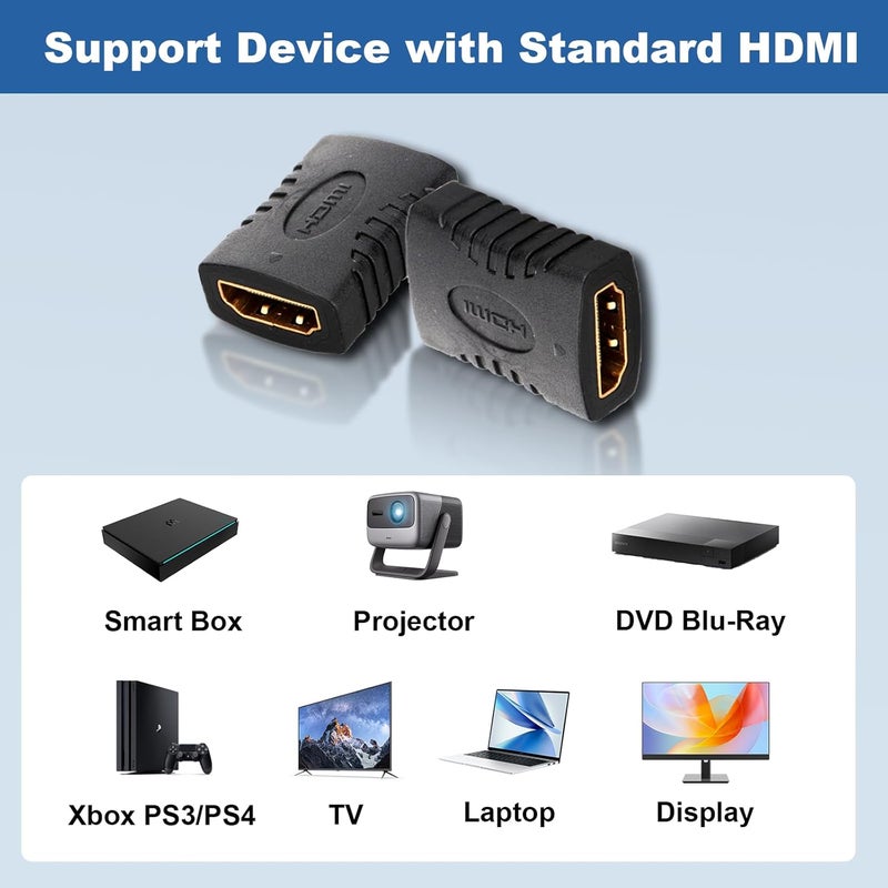 exgoofit HDMI Female to HDMI Female Coupler Connector Pack 6pcs Adapter Extender F/F High Speed - Image 3