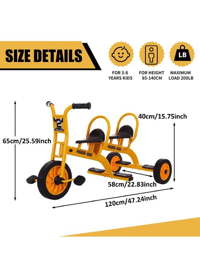 MJKCBD Kids Tricycle for Preschool Playground, Daycare Toddler Trike, Children Double Seat Bikes with Passenger Seat, Outdoor Playground Equipment, Toddler Tricycles for Riders Ages 3+ - Image 5
