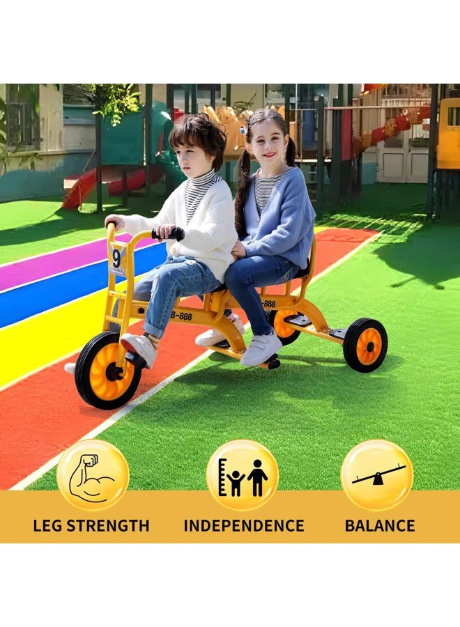 MJKCBD Kids Tricycle for Preschool Playground, Daycare Toddler Trike, Children Double Seat Bikes with Passenger Seat, Outdoor Playground Equipment, Toddler Tricycles for Riders Ages 3+ - Image 2