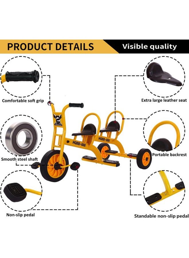 MJKCBD Kids Tricycle for Preschool Playground, Daycare Toddler Trike, Children Double Seat Bikes with Passenger Seat, Outdoor Playground Equipment, Toddler Tricycles for Riders Ages 3+ - Image 3
