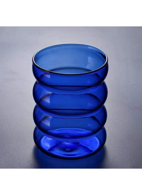 Single-Layer Ripple Glass Straw Cup SetBlue Blue
