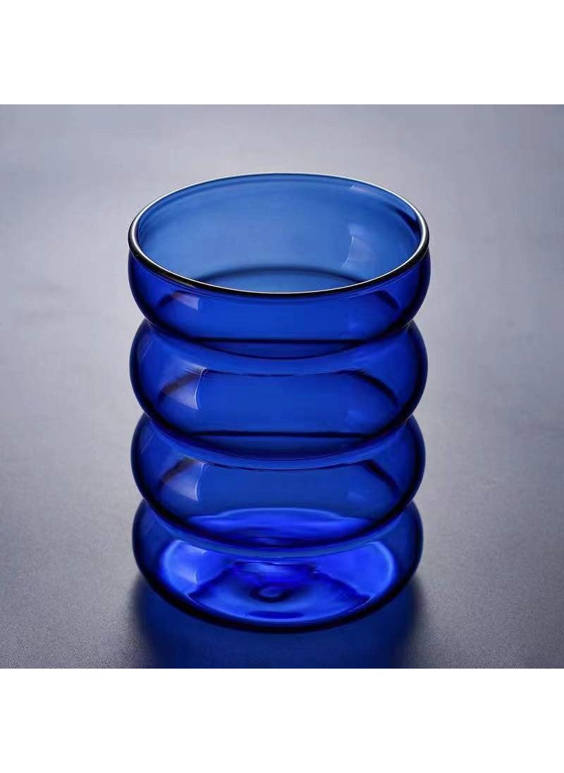 Single-Layer Ripple Glass Straw Cup SetBlue Blue