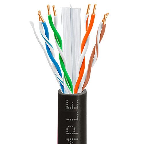 Cmple - Cat6 Cable 1000ft Bulk Lan Ethernet Cat 6 Wire Network UTP 23AWG CMR Riser 10Gbps 550 MHz Pull Box 1000 Feet, Black - Image 2