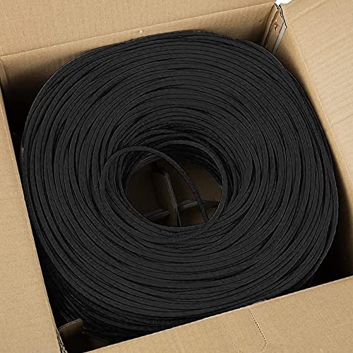 Cmple - Cat6 Cable 1000ft Bulk Lan Ethernet Cat 6 Wire Network UTP 23AWG CMR Riser 10Gbps 550 MHz Pull Box 1000 Feet, Black - Image 5