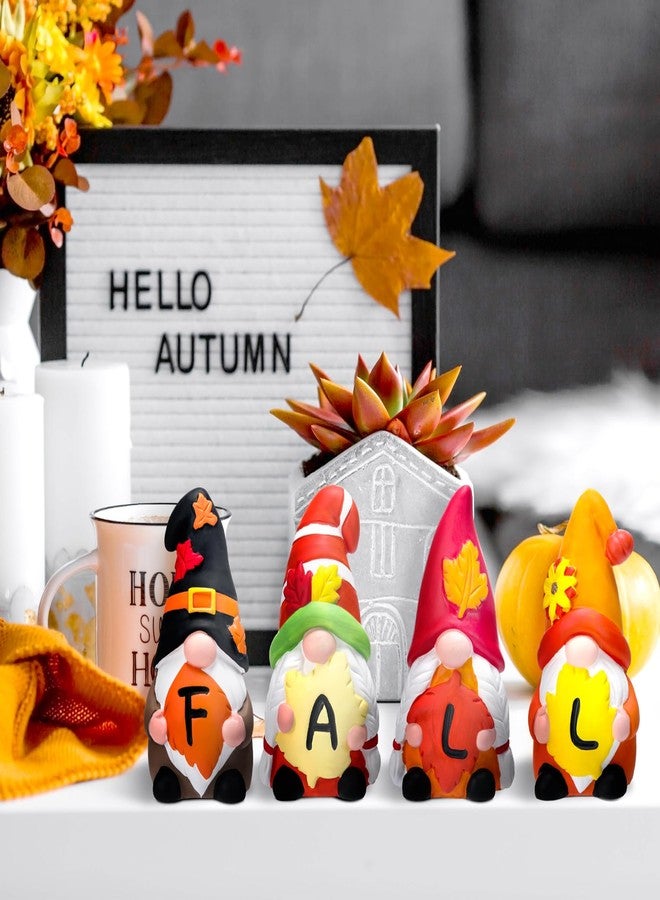WinnerWhy 4 Pcs Fall Ceramic Gnomes Decorations for Home 4'' Thanksgiving Decor Welcome Fall Sign Gnomes Figurines Autumn Tabletop Sculpture Table Centerpiece for Home Housewarming Gifts - Image 5