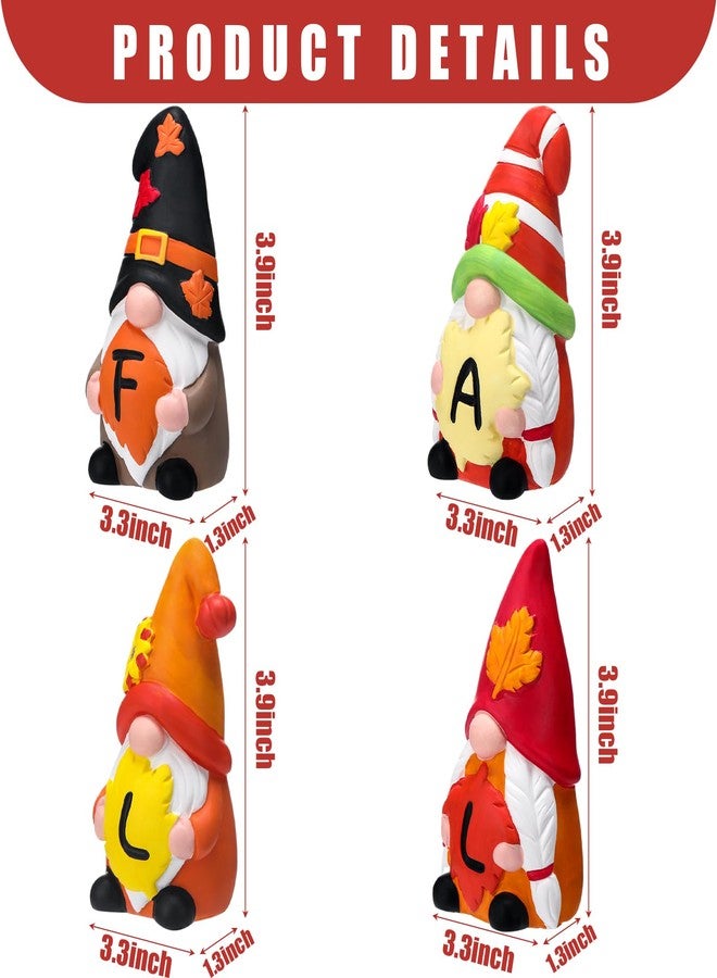 WinnerWhy 4 Pcs Fall Ceramic Gnomes Decorations for Home 4'' Thanksgiving Decor Welcome Fall Sign Gnomes Figurines Autumn Tabletop Sculpture Table Centerpiece for Home Housewarming Gifts - Image 3