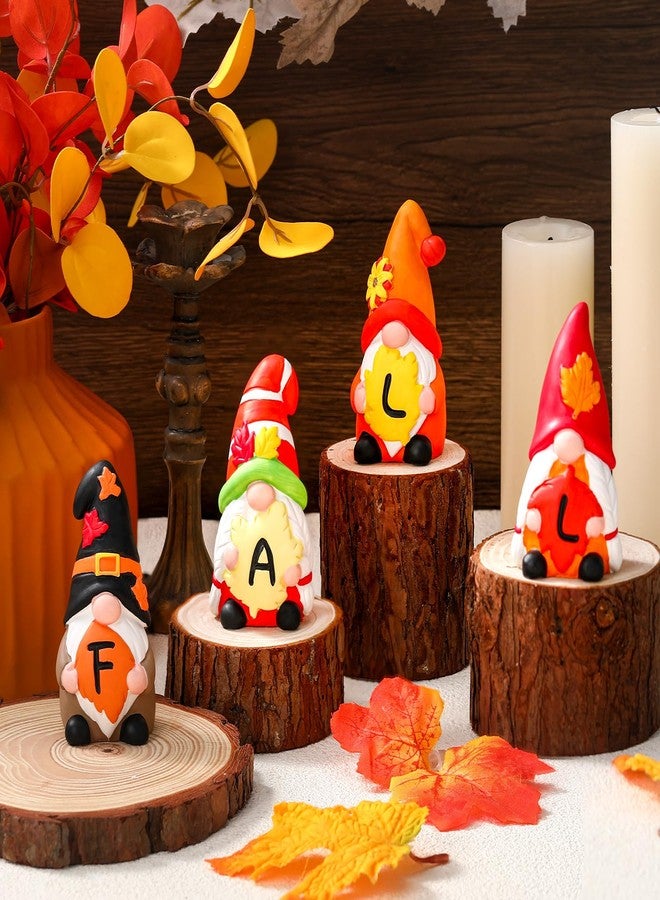 WinnerWhy 4 Pcs Fall Ceramic Gnomes Decorations for Home 4'' Thanksgiving Decor Welcome Fall Sign Gnomes Figurines Autumn Tabletop Sculpture Table Centerpiece for Home Housewarming Gifts - Image 2