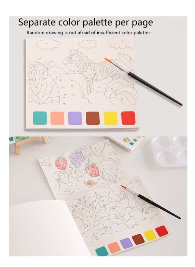 OASIS-TH Watercolor Painting Paper Set & Diy Watercolor Kit, Creative Art Kit with Brushes & Paints  Paint Coloring Book Forest Animal Series  - Image 2