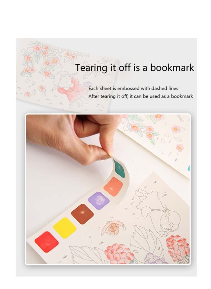 OASIS-TH Watercolor Painting Paper Set & Diy Watercolor Kit, Creative Art Kit with Brushes & Paints  Paint Coloring Book Forest Animal Series  - Image 3