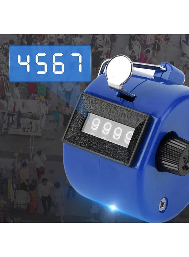 Blue 4 Digit Handheld Tally Counter with Keychain for Travel - Image 2