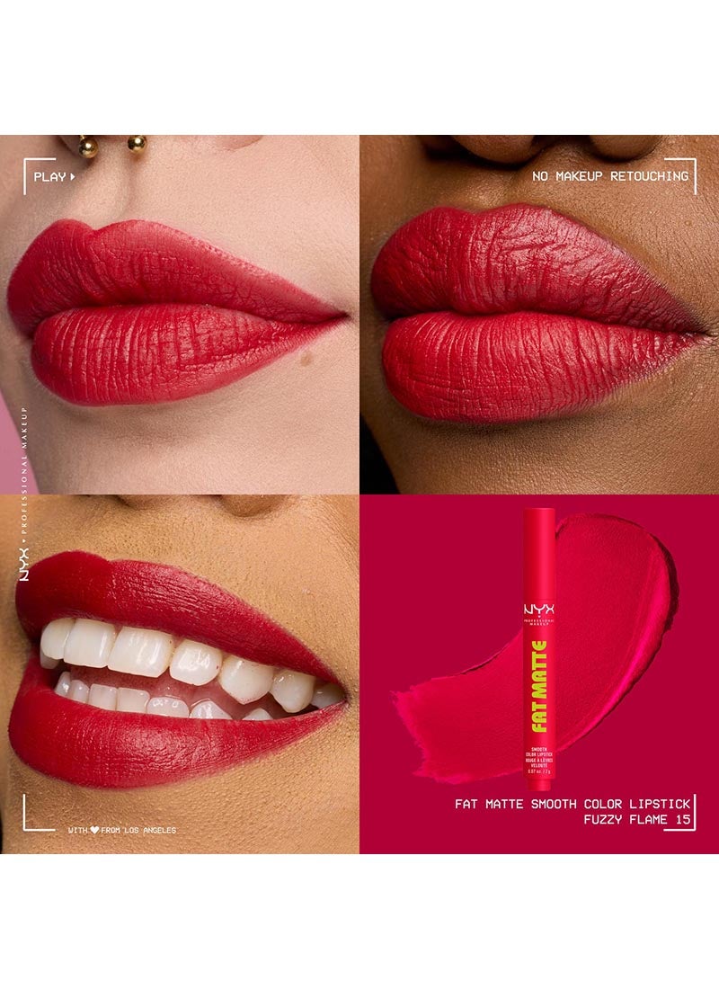 NYX Professional Makeup Fat Matte Smooth Color Lipstick, Fuzzy Flame, 1 Count - Image 2