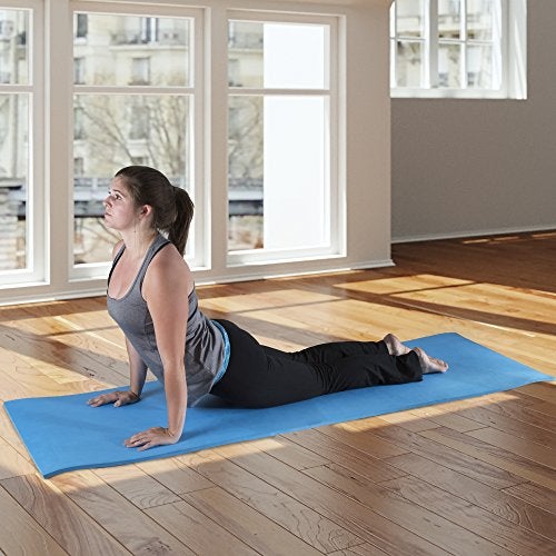 Wakeman Extra Thick Yoga Mat – Durable Comfort Non-Slip Foam Workout Mat for Fitness, Pilates, and Floor Exercises with Carrying Strap (Light Blue), 72" - Image 2